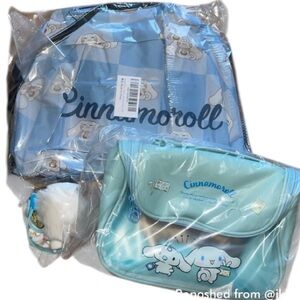 Cinnamoroll Kids Blue Plaid Backpack & Matching Pouch – New, Not Used, but Open